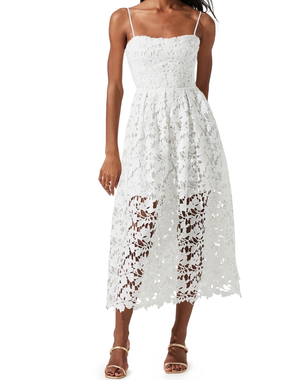 ASTR the Label Joyce Linen Blend Lace MIDI Dress